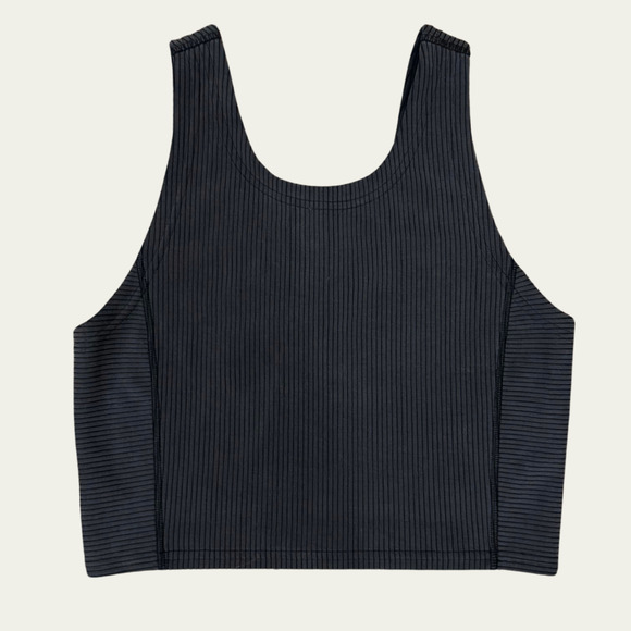 LULULEMON Ribbed Softstreme Cropped Tank Top in Black Size 6 Nulu Athleisure - Picture 2 of 7